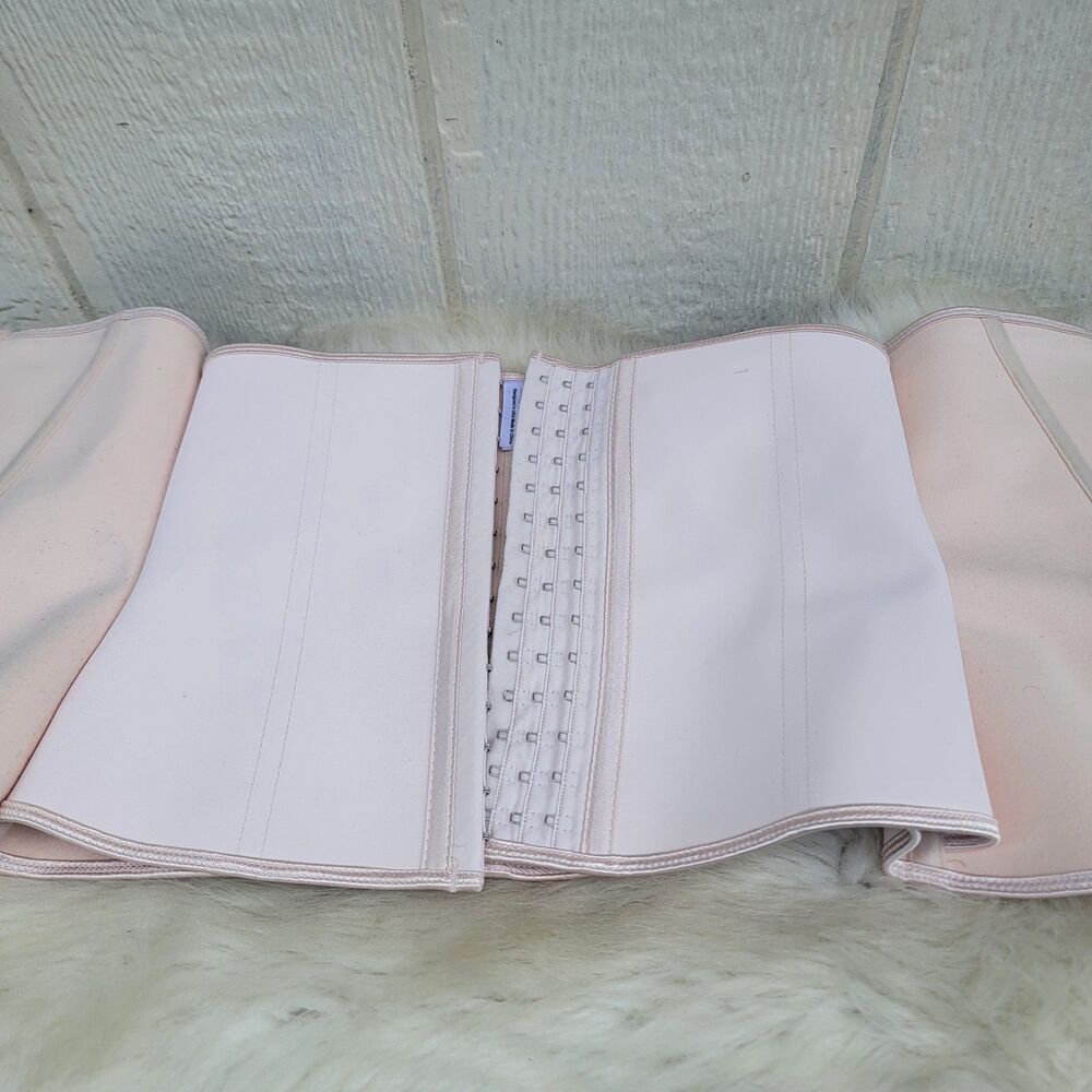 Yianna Pink Latex Zipup Waist Trainer Cincher Shapewear Corset Sz S